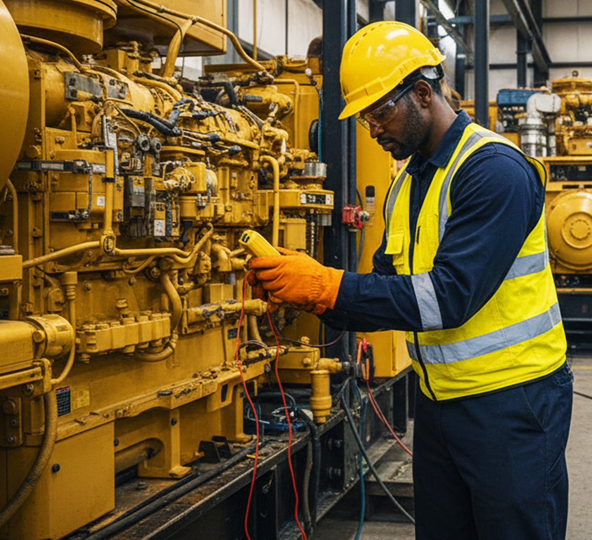 Technicien intervenant sur un moteur Cat